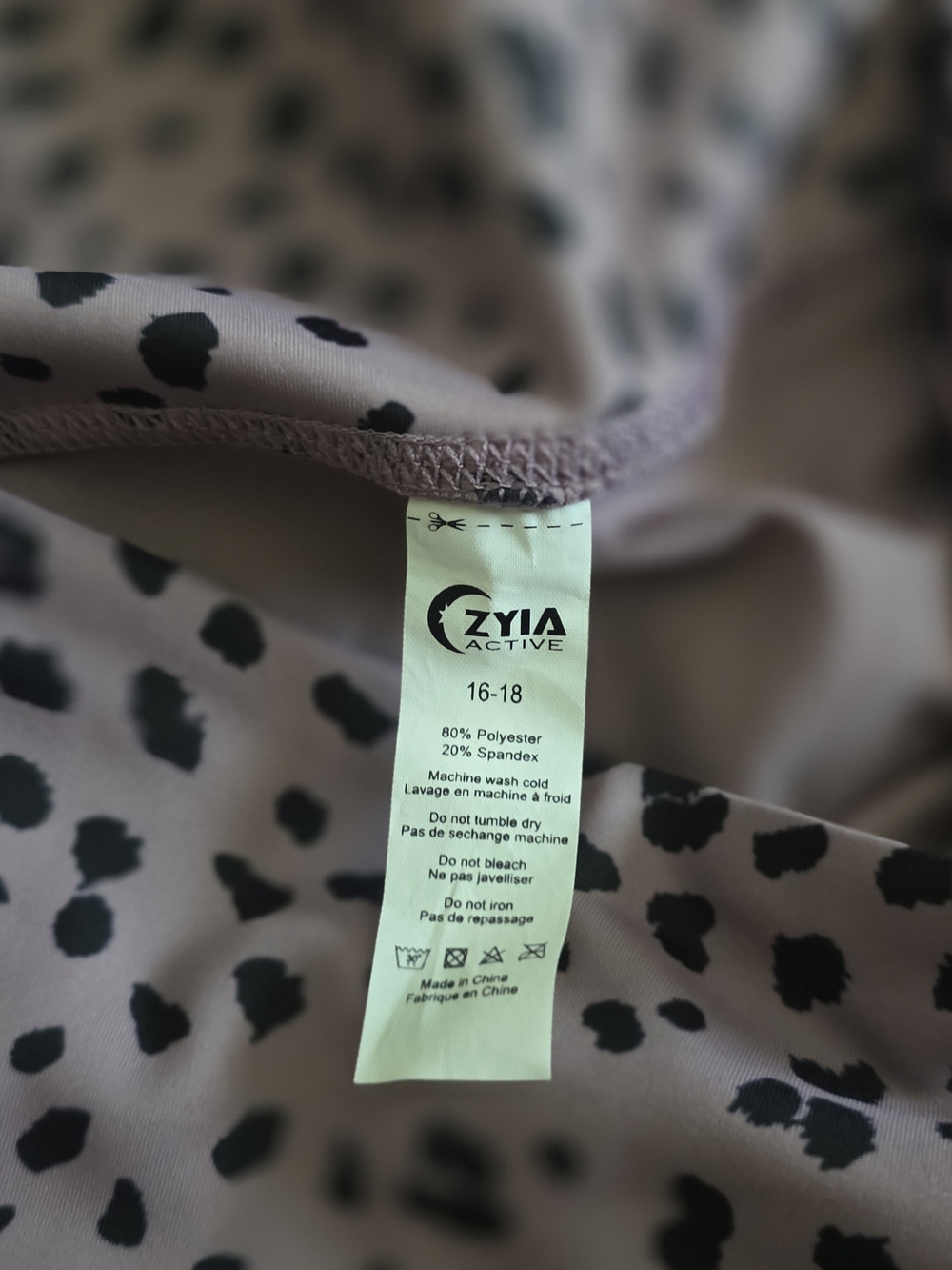 Zyia Active Leopard Print Leggings - Lavender (Purple)with Black Spots